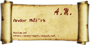 Andor Márk névjegykártya